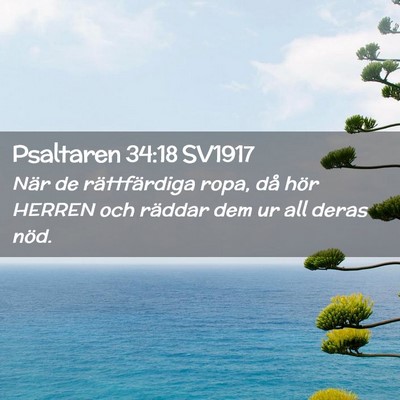 Picture 02 - Psaltaren 34:18 SV1917 - När de rättfärdiga ropa, då hör HERREN och - Bible Verse Picture