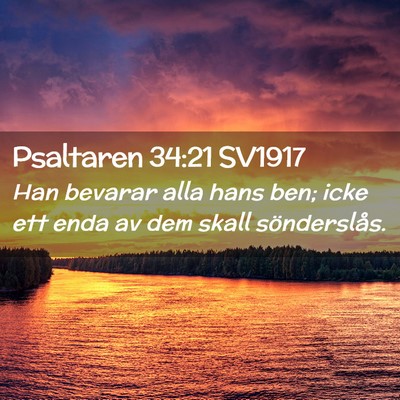 Picture 02 - Psaltaren 34:21 SV1917 - Han bevarar alla hans ben; icke ett enda av dem - Bible Verse Picture
