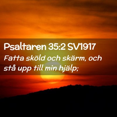 Picture 02 - Psaltaren 35:2 SV1917 - Fatta sköld och skärm, och stå upp till min - Bible Verse Picture
