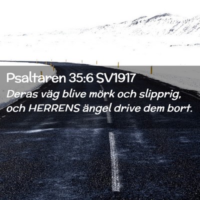 Picture 02 - Psaltaren 35:6 SV1917 - Deras väg blive mörk och slipprig, och HERRENS - Bible Verse Picture