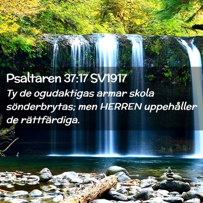 Picture 02 - Psaltaren 37:17 SV1917 - Ty de ogudaktigas armar skola sönderbrytas; men - Bible Verse Picture