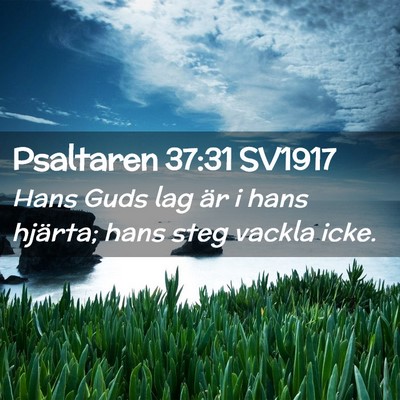 Picture 02 - Psaltaren 37:31 SV1917 - Hans Guds lag är i hans hjärta; hans steg - Bible Verse Picture