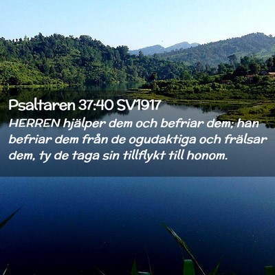 Picture 02 - Psaltaren 37:40 SV1917 - HERREN hjälper dem och befriar dem; han befriar - Bible Verse Picture