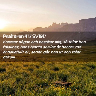 Picture 02 - Psaltaren 41:7 SV1917 - Kommer någon och besöker mig, så talar han - Bible Verse Picture