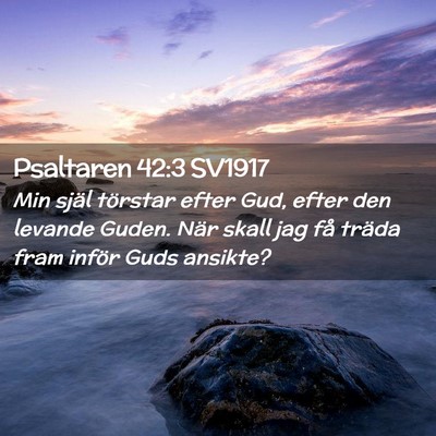 Picture 02 - Psaltaren 42:3 SV1917 - Min själ törstar efter Gud, efter den levande - Bible Verse Picture