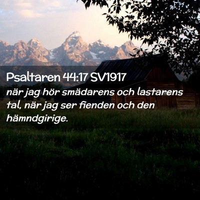 Picture 02 - Psaltaren 44:17 SV1917 - när jag hör smädarens och lastarens tal, när - Bible Verse Picture