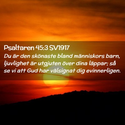 Picture 02 - Psaltaren 45:3 SV1917 - Du är den skönaste bland människors barn, - Bible Verse Picture