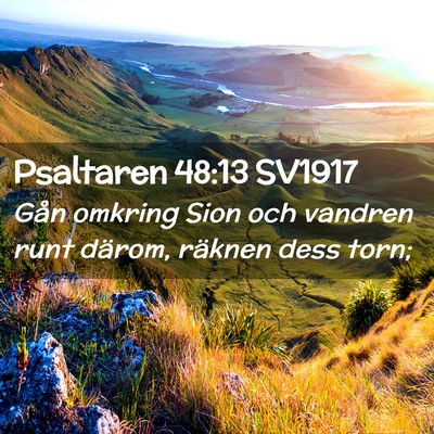 Picture 02 - Psaltaren 48:13 SV1917 - Gån omkring Sion och vandren runt därom, - Bible Verse Picture