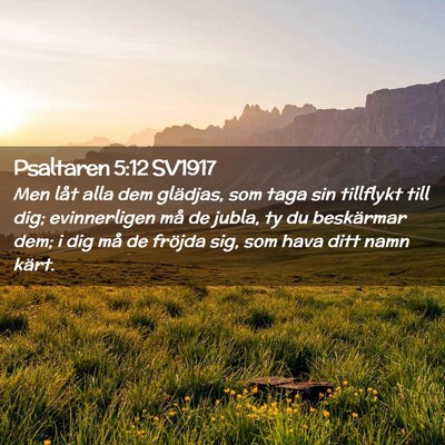 Picture 02 - Psaltaren 5:12 SV1917 - Men låt alla dem glädjas, som taga sin - Bible Verse Picture