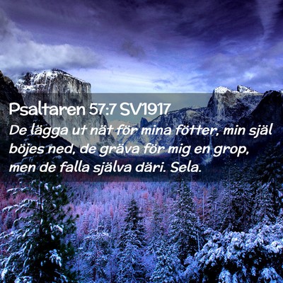 Picture 02 - Psaltaren 57:7 SV1917 - De lägga ut nät för mina fötter, min själ - Bible Verse Picture