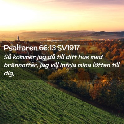 Picture 02 - Psaltaren 66:13 SV1917 - Så kommer jag då till ditt hus med brännoffer, - Bible Verse Picture
