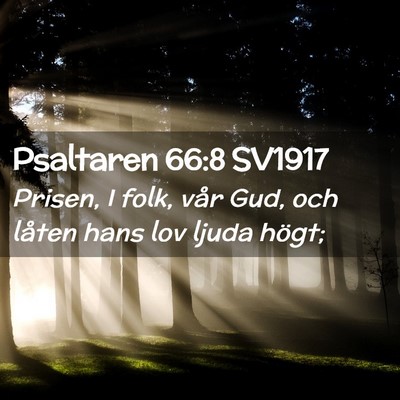 Picture 02 - Psaltaren 66:8 SV1917 - Prisen, I folk, vår Gud, och låten hans lov - Bible Verse Picture