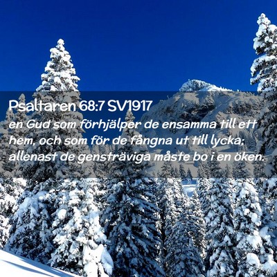 Picture 02 - Psaltaren 68:7 SV1917 - en Gud som förhjälper de ensamma till ett hem, - Bible Verse Picture