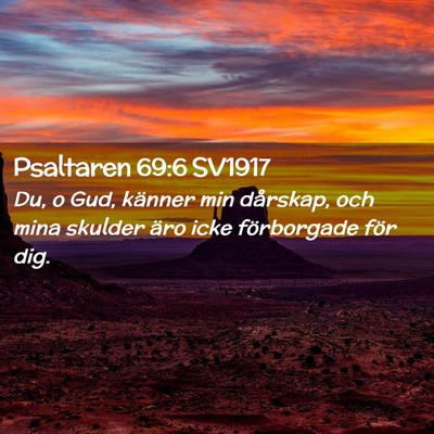 Picture 02 - Psaltaren 69:6 SV1917 - Du, o Gud, känner min dårskap, och mina skulder - Bible Verse Picture