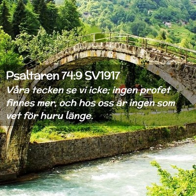 Picture 02 - Psaltaren 74:9 SV1917 - Våra tecken se vi icke; ingen profet finnes mer, - Bible Verse Picture