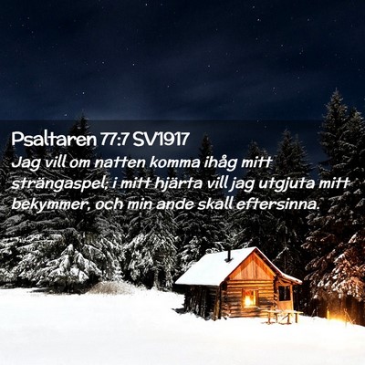 Picture 02 - Psaltaren 77:7 SV1917 - Jag vill om natten komma ihåg mitt strängaspel; - Bible Verse Picture
