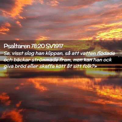 Picture 02 - Psaltaren 78:20 SV1917 - Se, visst slog han klippan, så att vatten - Bible Verse Picture