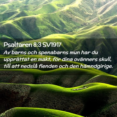 Picture 02 - Psaltaren 8:3 SV1917 - Av barns och spenabarns mun har du upprättat en - Bible Verse Picture