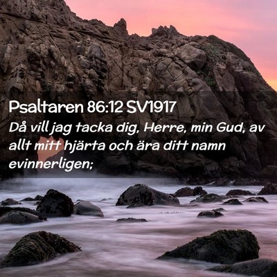 Picture 02 - Psaltaren 86:12 SV1917 - Då vill jag tacka dig, Herre, min Gud, av allt - Bible Verse Picture