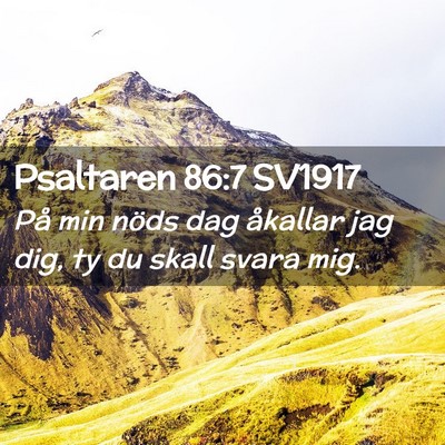 Picture 02 - Psaltaren 86:7 SV1917 - På min nöds dag åkallar jag dig, ty du skall - Bible Verse Picture
