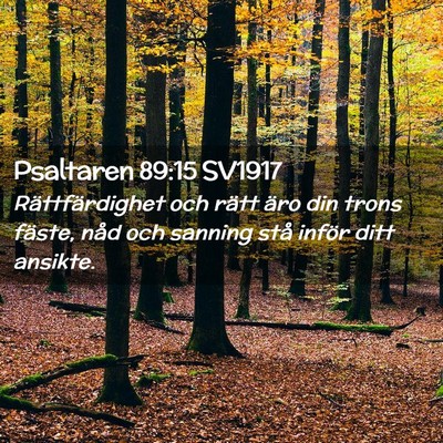 Picture 02 - Psaltaren 89:15 SV1917 - Rättfärdighet och rätt äro din trons fäste, - Bible Verse Picture
