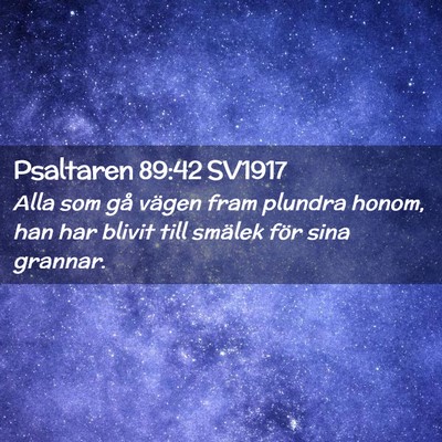 Picture 02 - Psaltaren 89:42 SV1917 - Alla som gå vägen fram plundra honom, han har - Bible Verse Picture