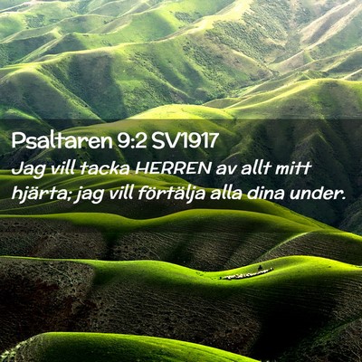 Picture 02 - Psaltaren 9:2 SV1917 - Jag vill tacka HERREN av allt mitt hjärta; jag - Bible Verse Picture