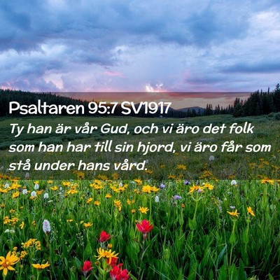 Picture 02 - Psaltaren 95:7 SV1917 - Ty han är vår Gud, och vi äro det folk som han - Bible Verse Picture