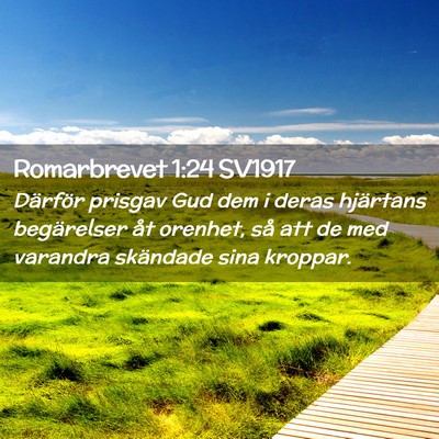 Picture 02 - Romarbrevet 1:24 SV1917 - Därför prisgav Gud dem i deras hjärtans - Bible Verse Picture