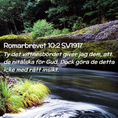 Picture 02 - Romarbrevet 10:2 SV1917 - Ty det vittnesbördet giver jag dem, att de - Bible Verse Picture