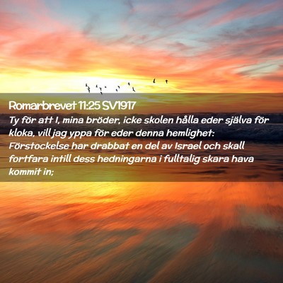 Picture 02 - Romarbrevet 11:25 SV1917 - Ty för att I, mina bröder, icke skolen hålla - Bible Verse Picture