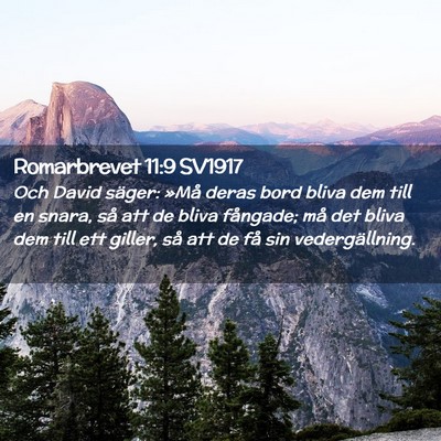Picture 02 - Romarbrevet 11:9 SV1917 - Och David säger: »Må deras bord bliva dem till - Bible Verse Picture