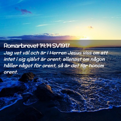 Picture 02 - Romarbrevet 14:14 SV1917 - Jag vet väl och är i Herren Jesus viss om att - Bible Verse Picture