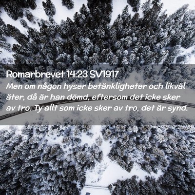 Picture 02 - Romarbrevet 14:23 SV1917 - Men om någon hyser betänkligheter och likväl - Bible Verse Picture