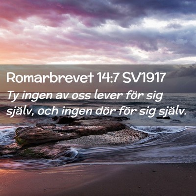 Picture 02 - Romarbrevet 14:7 SV1917 - Ty ingen av oss lever för sig själv, och ingen - Bible Verse Picture
