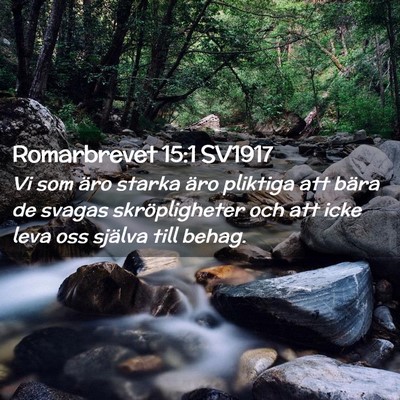 Picture 02 - Romarbrevet 15:1 SV1917 - Vi som äro starka äro pliktiga att bära de - Bible Verse Picture