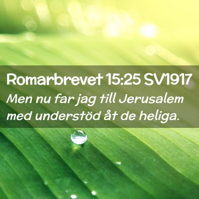 Picture 02 - Romarbrevet 15:25 SV1917 - Men nu far jag till Jerusalem med understöd åt - Bible Verse Picture