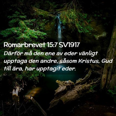 Picture 02 - Romarbrevet 15:7 SV1917 - Därför må den ene av eder vänligt upptaga den - Bible Verse Picture