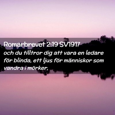 Picture 02 - Romarbrevet 2:19 SV1917 - och du tilltror dig att vara en ledare för - Bible Verse Picture