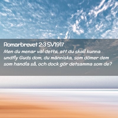 Picture 02 - Romarbrevet 2:3 SV1917 - Men du menar väl detta, att du skall kunna - Bible Verse Picture