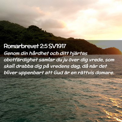Picture 02 - Romarbrevet 2:5 SV1917 - Genom din hårdhet och ditt hjärtas - Bible Verse Picture