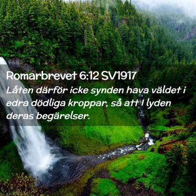 Picture 02 - Romarbrevet 6:12 SV1917 - Låten därför icke synden hava väldet i edra - Bible Verse Picture