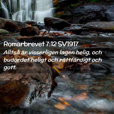 Picture 02 - Romarbrevet 7:12 SV1917 - Alltså är visserligen lagen helig, och budordet - Bible Verse Picture