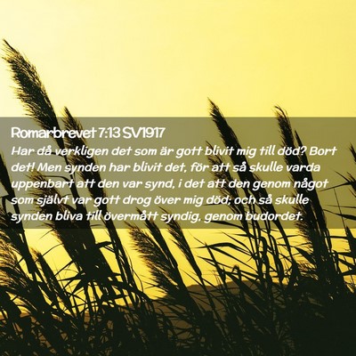 Picture 02 - Romarbrevet 7:13 SV1917 - Har då verkligen det som är gott blivit mig - Bible Verse Picture