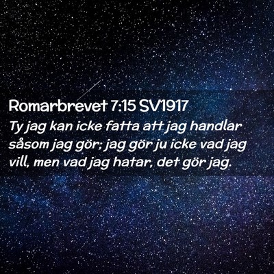 Picture 02 - Romarbrevet 7:15 SV1917 - Ty jag kan icke fatta att jag handlar såsom jag - Bible Verse Picture
