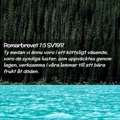 Picture 02 - Romarbrevet 7:5 SV1917 - Ty medan vi ännu voro i ett köttsligt väsende, - Bible Verse Picture