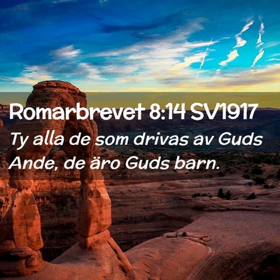 Picture 02 - Romarbrevet 8:14 SV1917 - Ty alla de som drivas av Guds Ande, de äro Guds - Bible Verse Picture