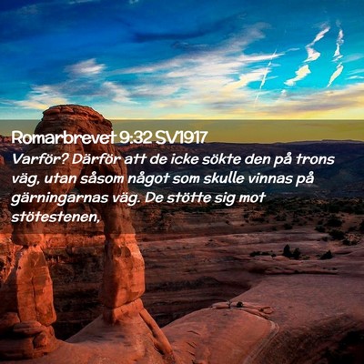 Picture 02 - Romarbrevet 9:32 SV1917 - Varför? Därför att de icke sökte den på - Bible Verse Picture