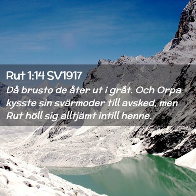 Picture 02 - Rut 1:14 SV1917 - Då brusto de åter ut i gråt. Och Orpa kysste - Bible Verse Picture