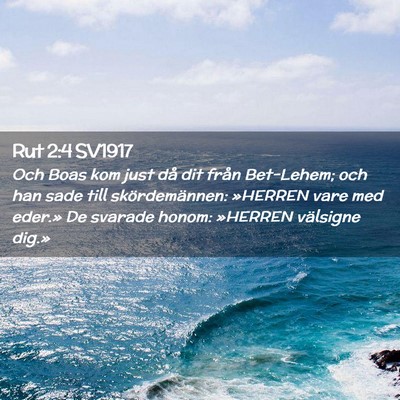 Picture 02 - Rut 2:4 SV1917 - Och Boas kom just då dit från Bet-Lehem; och - Bible Verse Picture